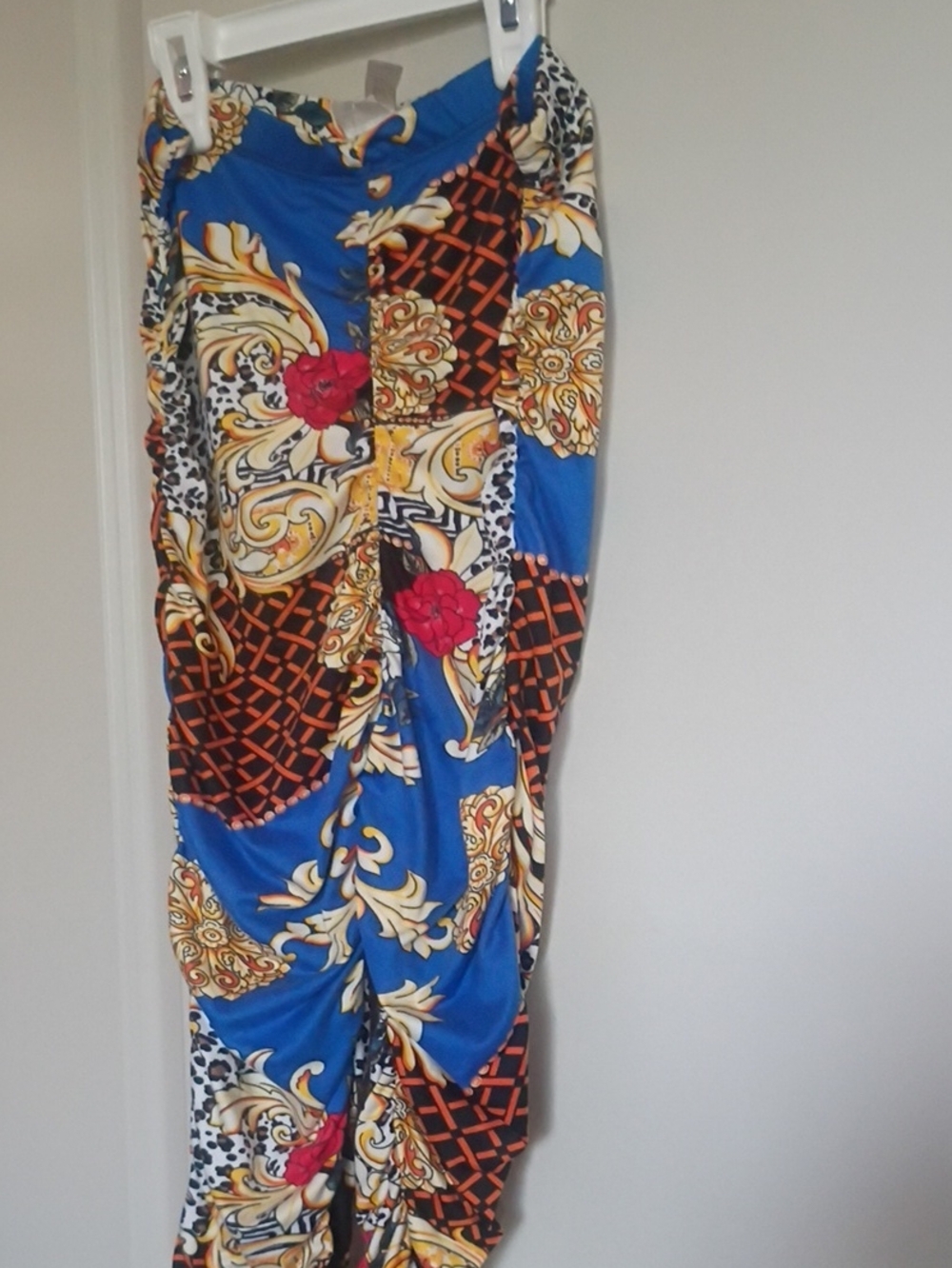 Blue Baroque Print Swim Cover-Up Skirt